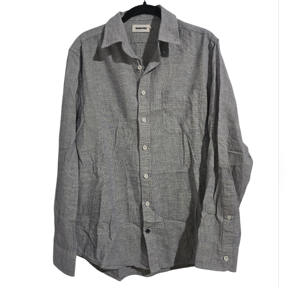 EUC‎ Taylor Stitch Linen Blend Button Down Shirt Grey Size 38 (S)